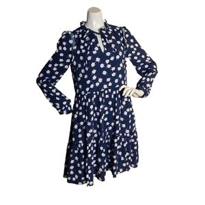 J CREW DROP WAIST NWOT FLORAL LONG SLEEVES DRESS SIZE XSMALL